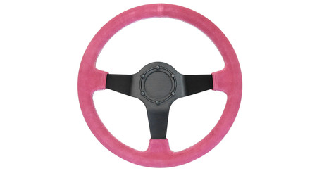SLIDE steering wheel 350 mm suede pink - sport, 90 mm offset 