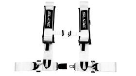Racing seat belts SLIDE V2 white 4p 3" E4