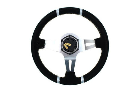 SLIDE steering wheel 350 mm suede silver - 90 mm offset 