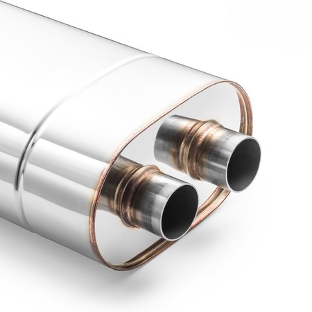 Sport Performance Exhaust Muffler E004 Elliptical – Embossed, Universal, Stainless Steel T304