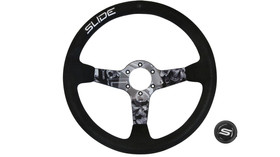 SLIDE steering wheel 350 mm suede hydrographic grey - sport, 90 mm offset
