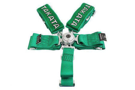 Pasy sportowe 5-punktowe 3" zielone – Takata Replica, harness