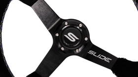 SLIDE steering wheel 350 mm suede Silver Strip - 90 mm offset 