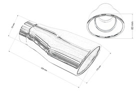Końcówka tłumika 115×83 mm, wejście 70 mm – polerowana