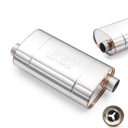 Sport Performance Exhaust Muffler E003 Elliptical – Embossed, Universal, Stainless Steel T304