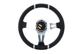 SLIDE steering wheel 350 mm leather silver - 90 mm offset 