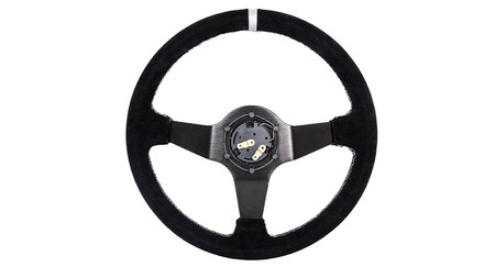 SLIDE steering wheel 350 mm suede Silver Strip - 90 mm offset 