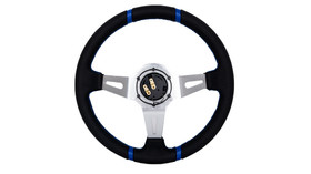 SLIDE steering wheel 350 mm leather blue - 90 mm offset 