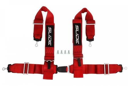 Racing seat belts SLIDE 4p 3" Red