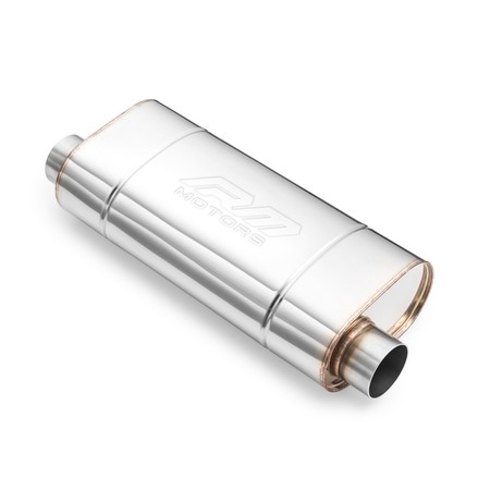 Sport Performance Exhaust Muffler EM007 Elliptical – Embossed, Universal, Stainless Steel T304