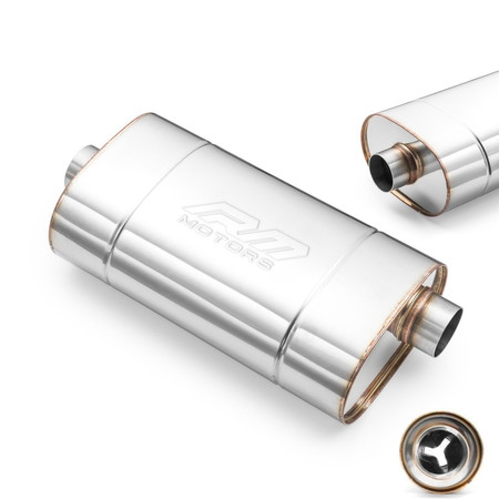 Sport Performance Exhaust Muffler E002 Elliptical – Embossed, Universal, Stainless Steel T304