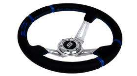 SLIDE steering wheel 350 mm leather blue - 90 mm offset 