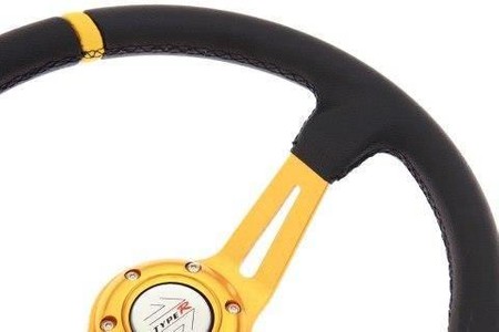 Kierownica sportowa PRO 350 mm czarna skórzana – offset 80 mm