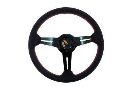 Kierownica sportowa PRO 350 mm czarna skórzana – offset 40 mm