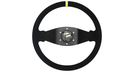 SLIDE steering wheel 350 mm suede black Yellow Strip - 90 mm offset 