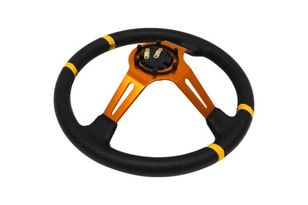 PRO sport steering wheel 350 mm black leather – 80 mm offset