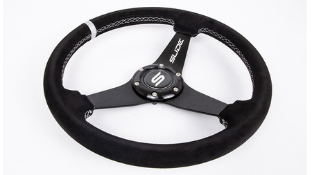 SLIDE steering wheel 350 mm suede silver - 20 mm offset 