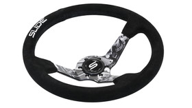 SLIDE steering wheel 350 mm suede hydrographic grey - sport, 90 mm offset