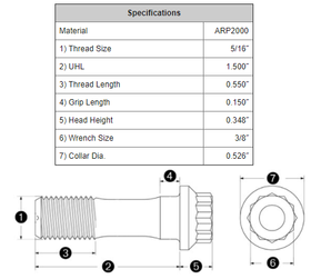 Connecting Rod Bolts 5/16 UFN x 1.5 ARP2000 – set of 8 ARP