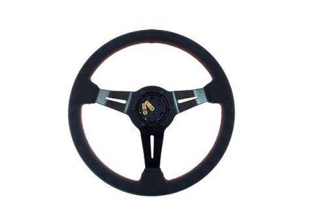 Kierownica sportowa PRO 350 mm czarna skórzana – offset 60 mm