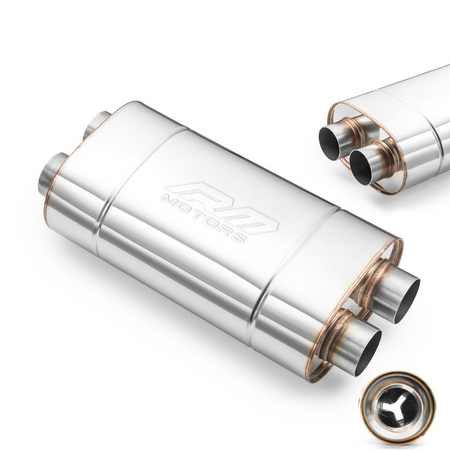 Sport Performance Exhaust Muffler E007 Elliptical – Embossed, Universal, Stainless Steel T304