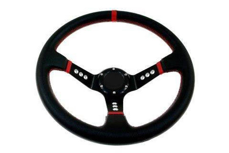 PRO sport steering wheel 350 mm black leather – 80 mm offset