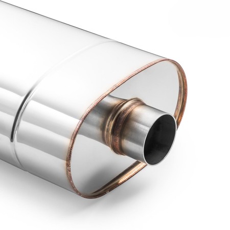 Sport Performance Exhaust Muffler E001 Elliptical – Embossed, Universal, Stainless Steel T304