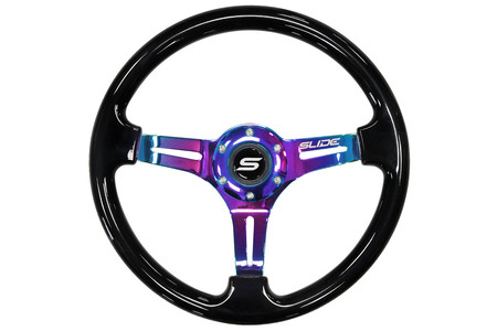SLIDE steering wheel 350 mm wood black NeoChrome - 30 mm offset 