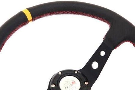 PRO sport steering wheel 350 mm yellow carbon – 80 mm offset