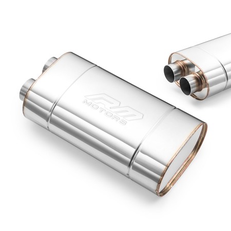 Sport Performance Exhaust Muffler E010 Elliptical – Embossed, Universal, Stainless Steel T304