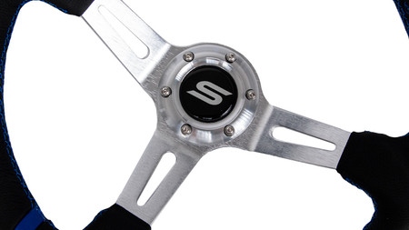 SLIDE steering wheel 350 mm leather blue - 90 mm offset 