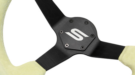 SLIDE steering wheel 350 mm suede yellow - sport, 90 mm offset 