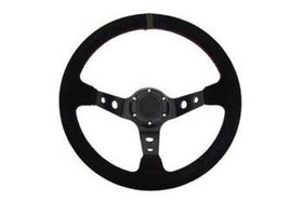 Kierownica sportowa PRO 350 mm czarna zamszowa – offset 80 mm