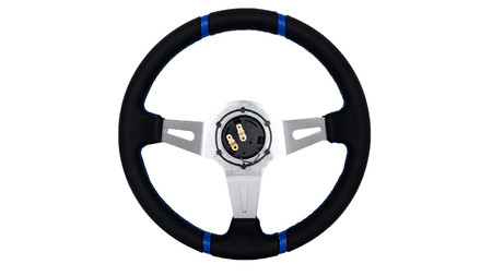 SLIDE steering wheel 350 mm leather blue - 90 mm offset 