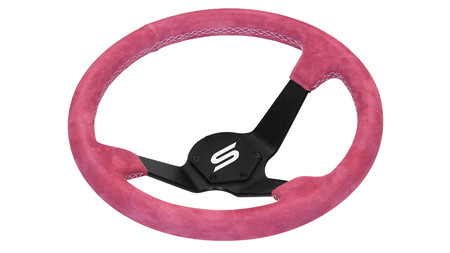 SLIDE steering wheel 350 mm suede pink - sport, 90 mm offset 