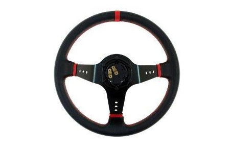 Kierownica sportowa PRO 350 mm czarna skórzana – offset 80 mm