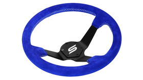 SLIDE steering wheel 350 mm suede blue - sport, 90 mm offset 
