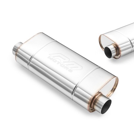 Sport Performance Exhaust Muffler EM007 Elliptical – Embossed, Universal, Stainless Steel T304