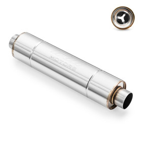 Sport Exhaust Muffler RM02 50mm Round – Embossed, Universal, Stainless Steel T304