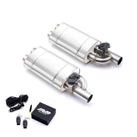 Set of straight-through mufflers with electric valve EV03 76/350/LP