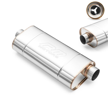 Sport Performance Exhaust Muffler EM002 Elliptical – Embossed, Universal, Stainless Steel T304