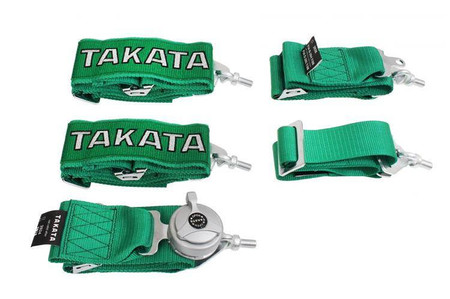 Pasy sportowe 5-punktowe 3" zielone – Takata Replica, harness