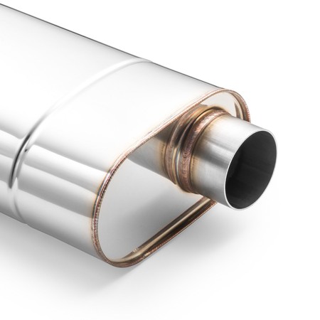 Sport Performance Exhaust Muffler EM003 Elliptical – Embossed, Universal, Stainless Steel T304