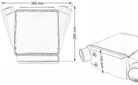 Intercooler wodny 220x200x110 2,5" 2x45st