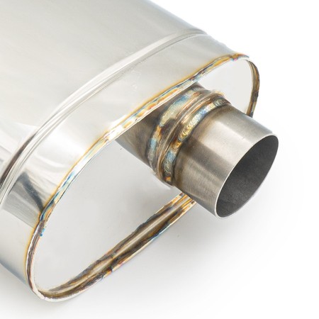 Sports Straight-Through Muffler E008 63/350 Elliptical – Embossed, Universal, Stainless Steel T304