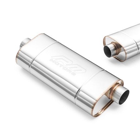 Sport Performance Exhaust Muffler EM002 Elliptical – Embossed, Universal, Stainless Steel T304