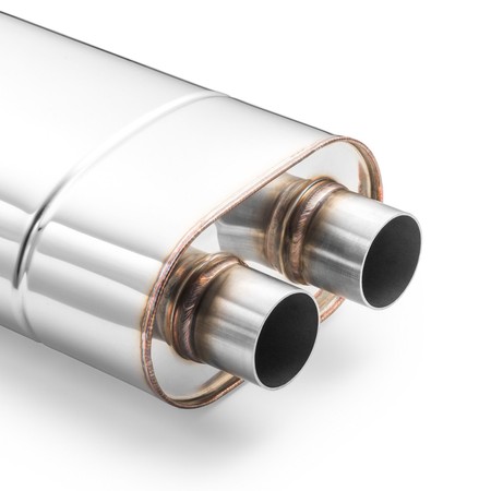 Sport Performance Exhaust Muffler EM005 Elliptical – Embossed, Universal, Stainless Steel T304