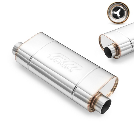 Sportowy Tłumik Przelotowy EM007 Eliptyczny – Przetłoczony, Uniwersalny, Stal Kwasoodporna T304