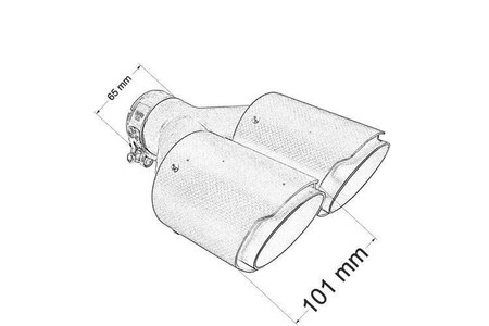 Dual exhaust tip 2×101 mm, inlet 65 mm – carbon, size L