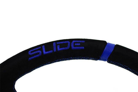 SLIDE steering wheel 350 mm suede blue - 90 mm offset 